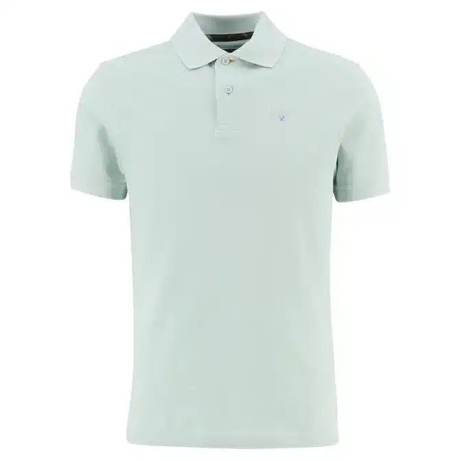 Barbour Mens Tartan Pique Polo Shirt Mint Blue