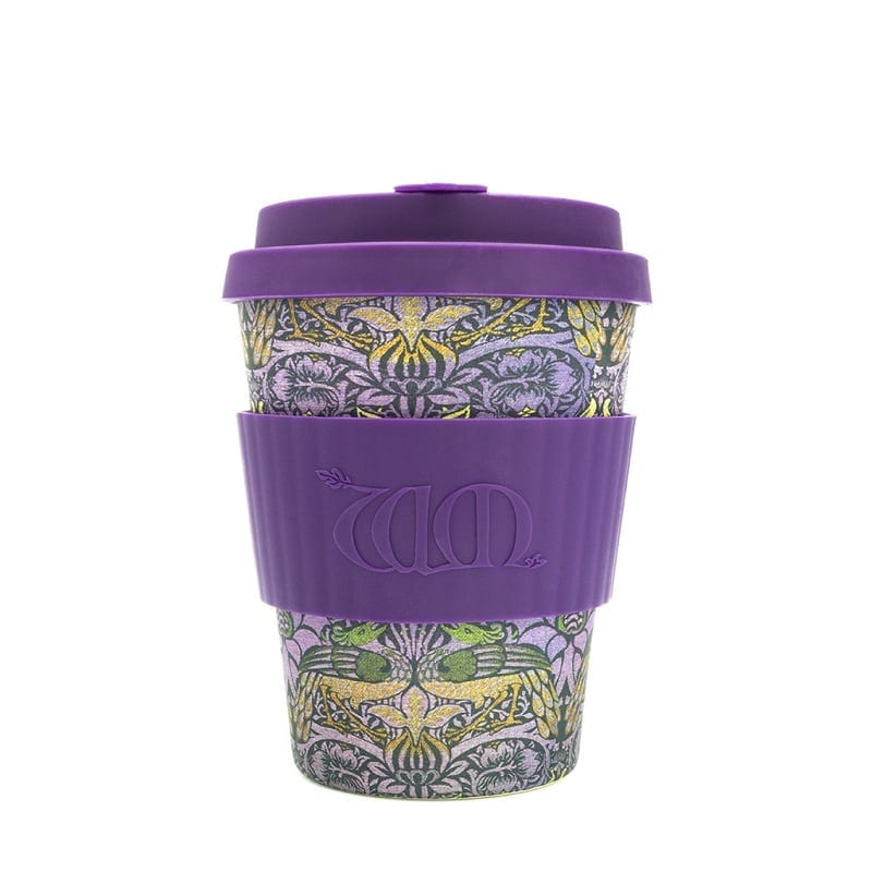 Ecoffee Cup, 12oz - Environmentally friendly coffee cup - William Morris Peacock design - Wadswick