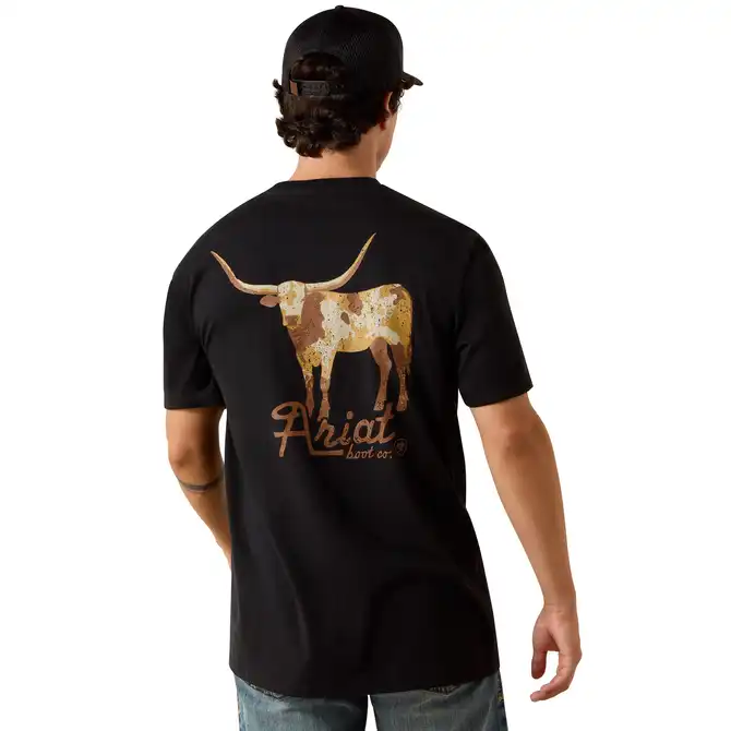 Ariat Mens Cowmooflage Classic Fit T Shirt Black