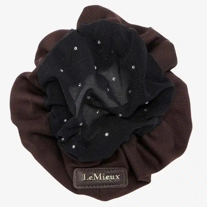 LeMieux Scrunchie with Crystal Hair Net Brown/Black