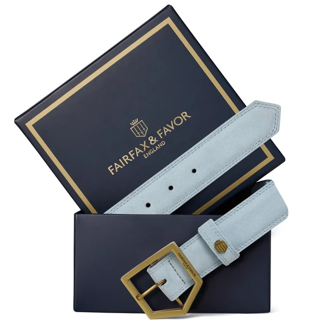 Fairfax & Favor Ladies Felbrigg Belt Sky Blue Suede