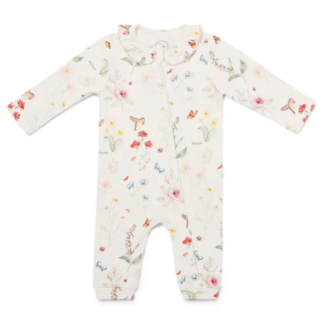 Eleanor Charles Childrens English Garden Print Frill Zip Romper