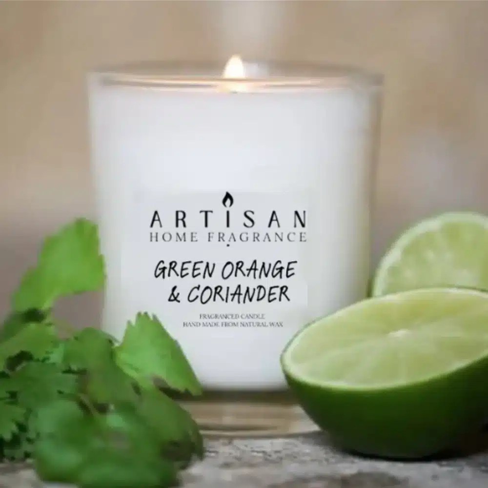Artisan Home Fragrance Green Orange & Coriander Tumbler Candle